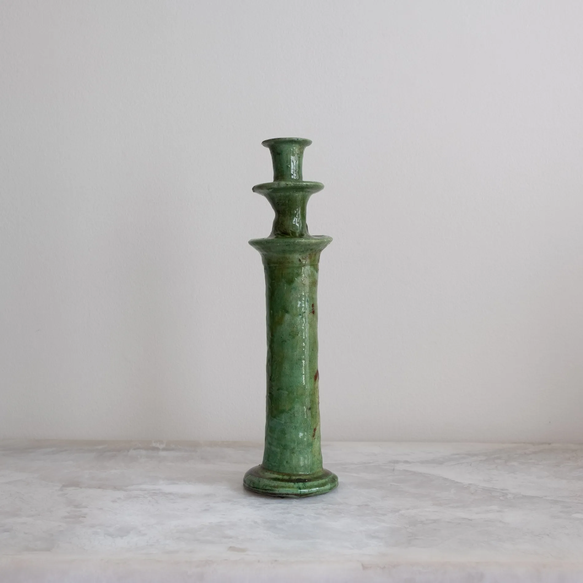 Vintage Moroccan Tamegroute Green Candlesticks