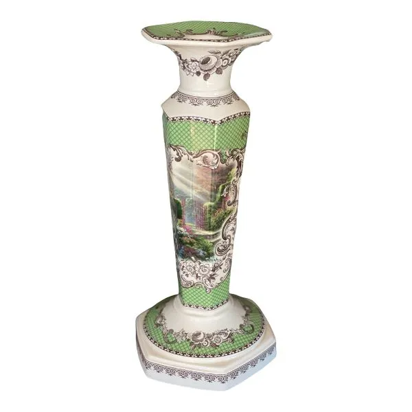 Vintage numbered Spode Green and Cream Candlestick - Thomas Kinkade 2005 cottage Collection