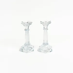 Vintage Pair Glass Candlesticks