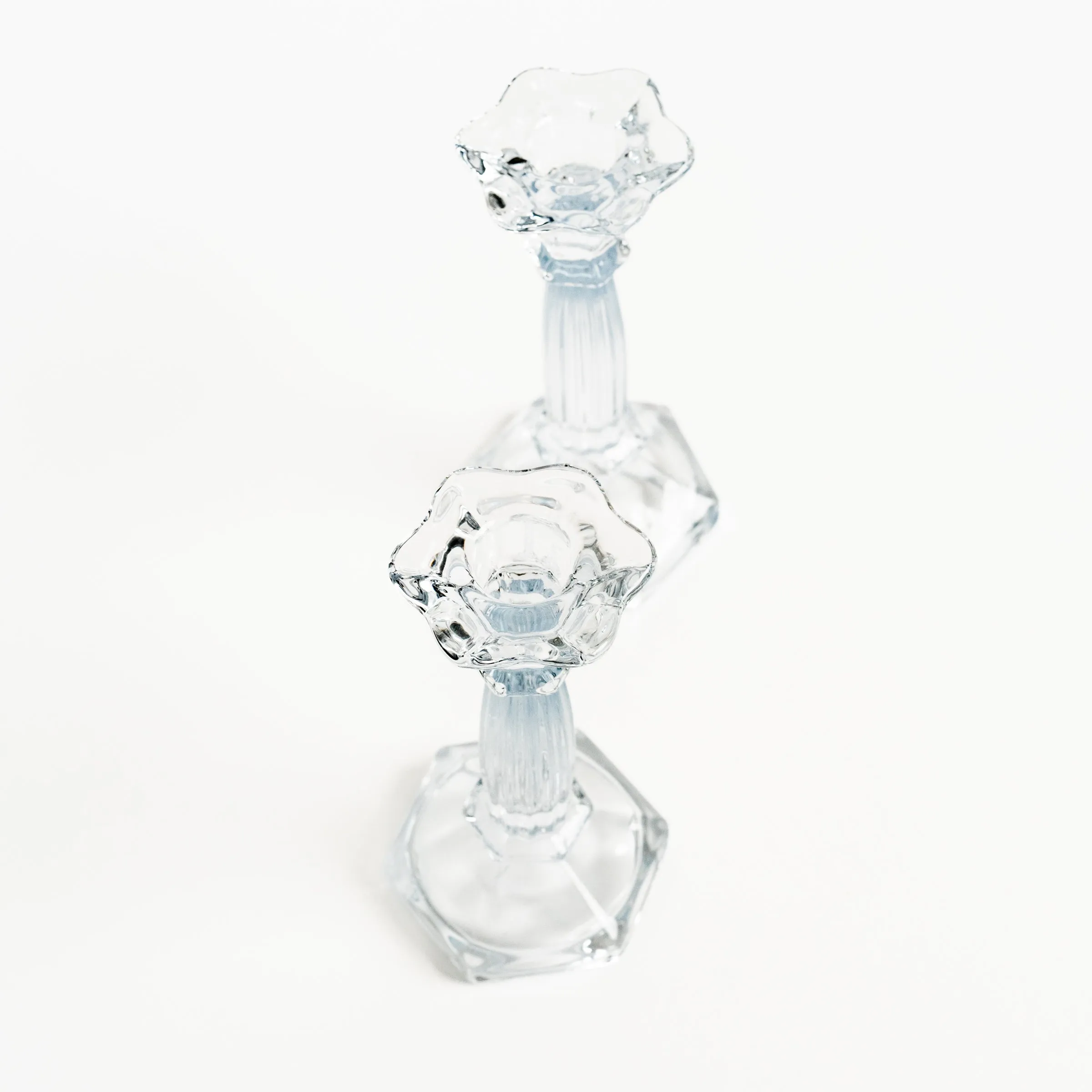 Vintage Pair Glass Candlesticks