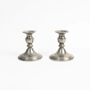 Vintage Pair Weighted Pewter Candlesticks #1