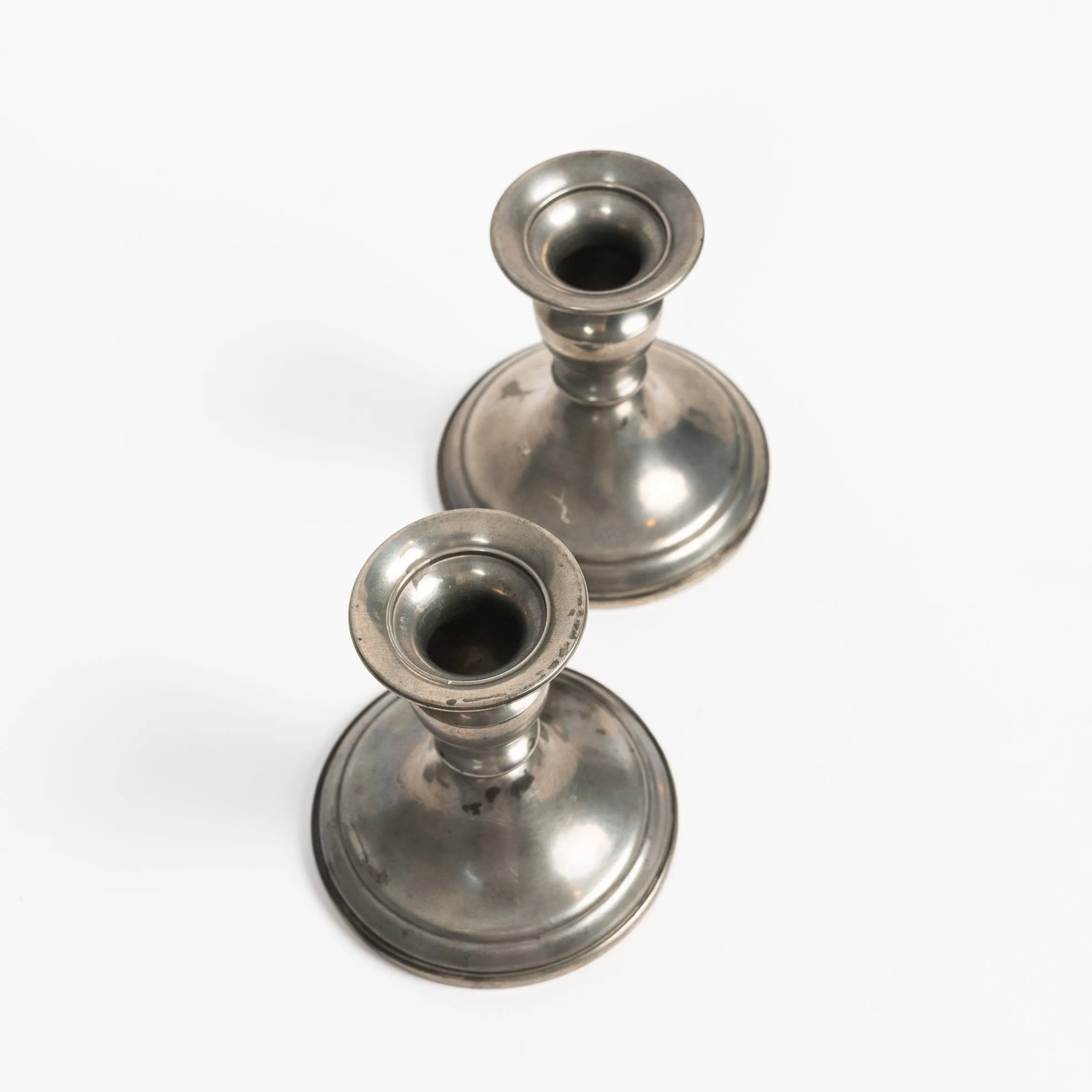 Vintage Pair Weighted Pewter Candlesticks #1