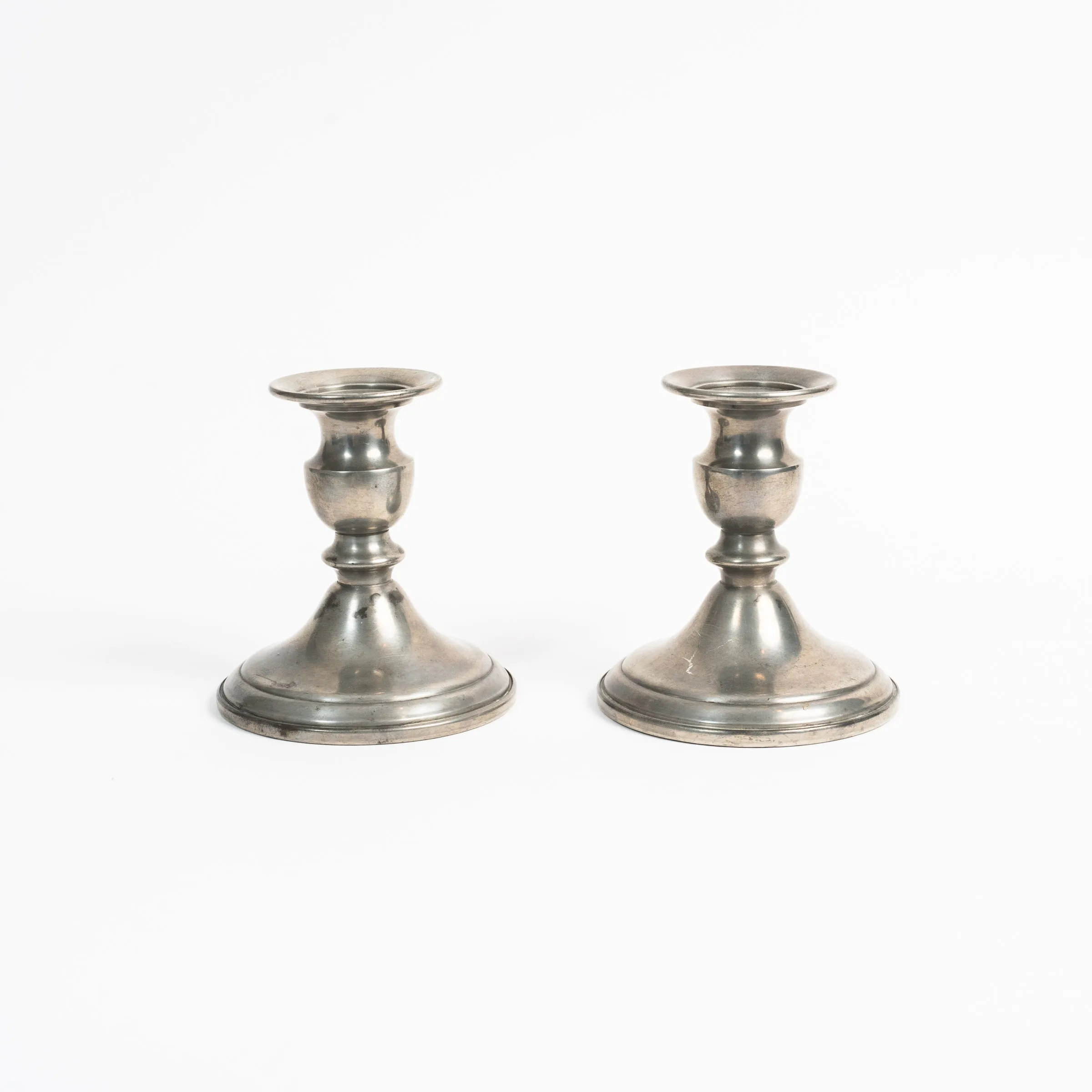 Vintage Pair Weighted Pewter Candlesticks #1