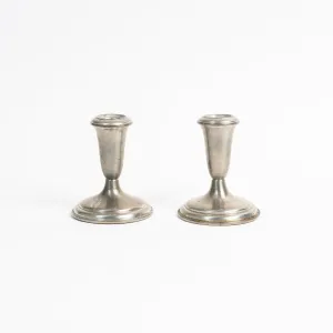 Vintage Pair Weighted Pewter Candlesticks #2