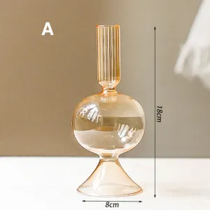 Vintage Style Glass Candlestick Holder