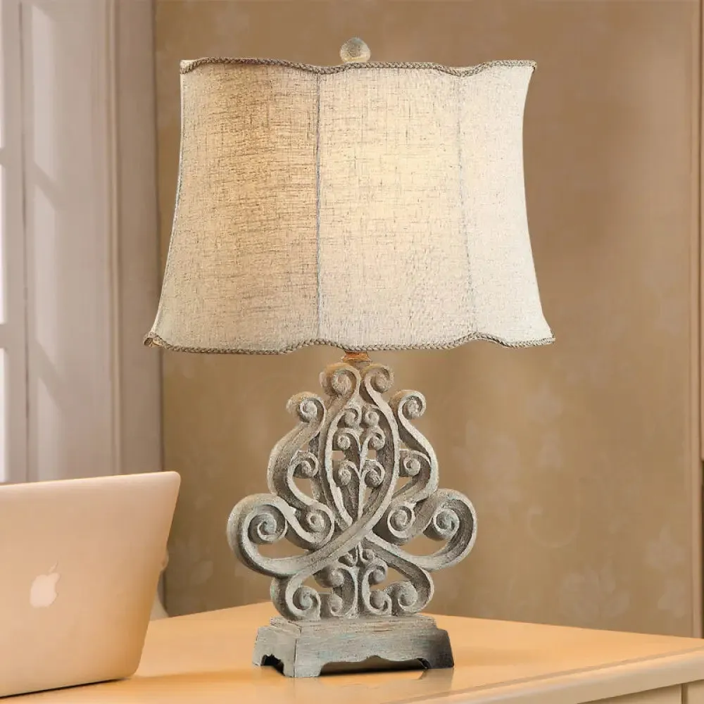 Vintage White Cylinder Table Lamp with Braided Trim - Ideal for Study Rooms and Night Lighting