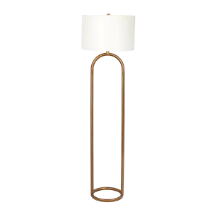 Vivid Brass Ring Base Floor Lamp with Large White Drum Shade