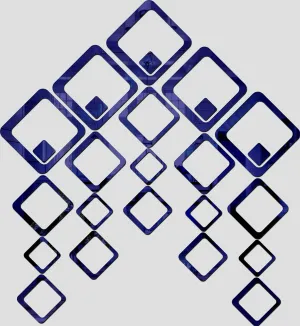 Wall1ders 30 Square Blue Six Size Square, Mirror Stickers for Wall, Acrylic Stickers, Wall Mirror Stickers, Wall Stickers for Bedroom, Hall, Home Offices