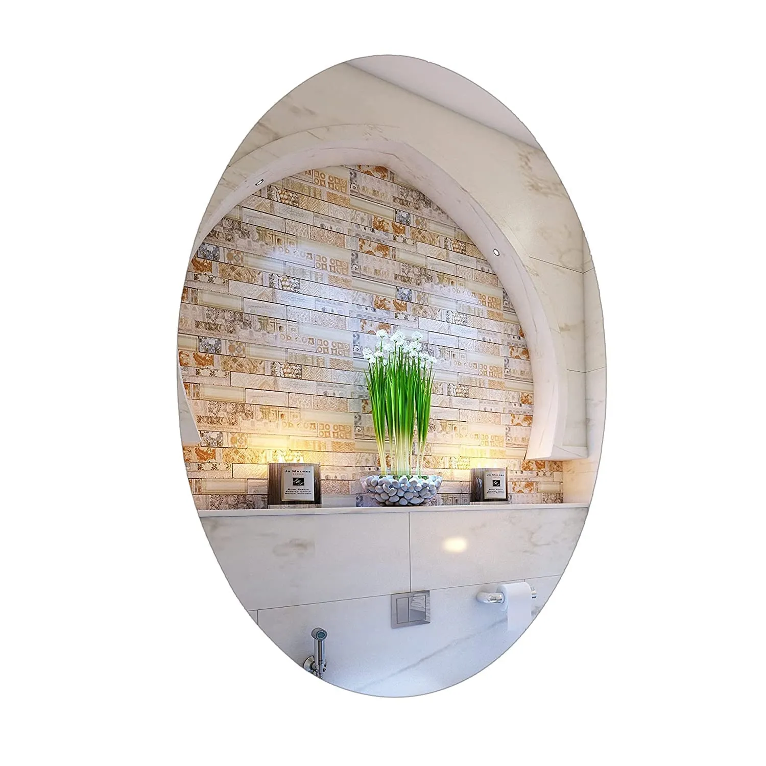 WallDaddy - Self Adhesive Plastic Oval Mirror for Wall Stickers (30x20) Cm Frameless Flexible Mirror for Bathroom | Bedroom | Living Room (WD-OvalMirror) Wall Sticker Mirror Non-Glass