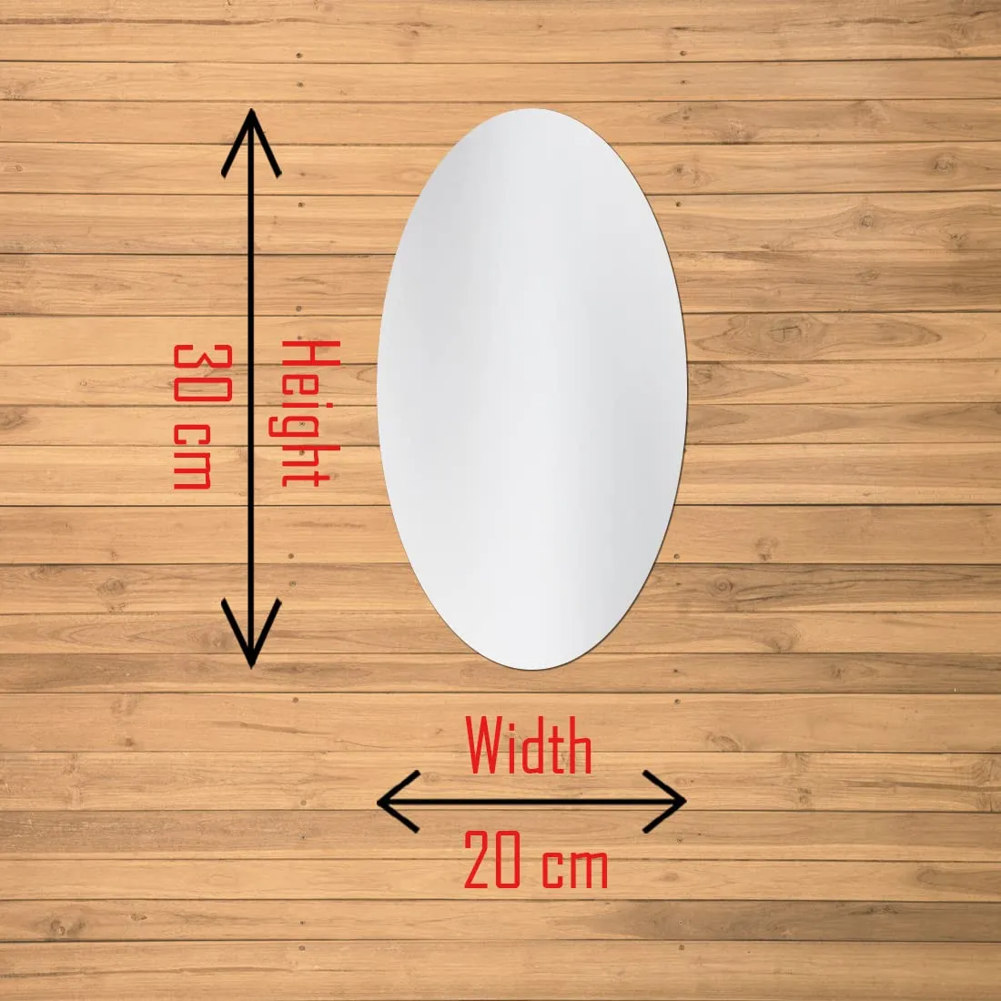 WallDaddy - Self Adhesive Plastic Oval Mirror for Wall Stickers (30x20) Cm Frameless Flexible Mirror for Bathroom | Bedroom | Living Room (WD-OvalMirror) Wall Sticker Mirror Non-Glass