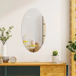 WallDaddy - Self Adhesive Plastic Oval Mirror for Wall Stickers (30x20) Inch Frameless Flexible Mirror for Bathroom | Bedroom | Living Room (SS-OvalMirror) Mirror Wall Decor
