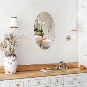 WallDaddy - Self Adhesive Wall Mirror Stickers Big Size (30x20) Cm Frameless Mirror for Wall Stickers | Mirror for Bathroom | Bedroom | Wash Basin Flexible Mirror Sheets for Wall (U-OvalMirror)