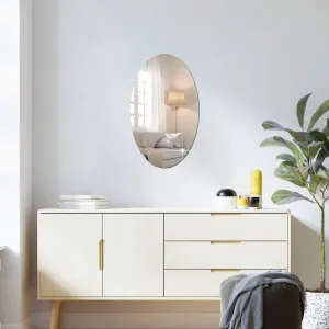 WallDaddy - Self Adhesive Wall Mirror Stickers Big Size (30x20) Cm Frameless Mirror for Wall Stickers | Mirror for Bathroom | Bedroom | Wash Basin Flexible Mirror Sheets for Wall (Z-OvalMirror)