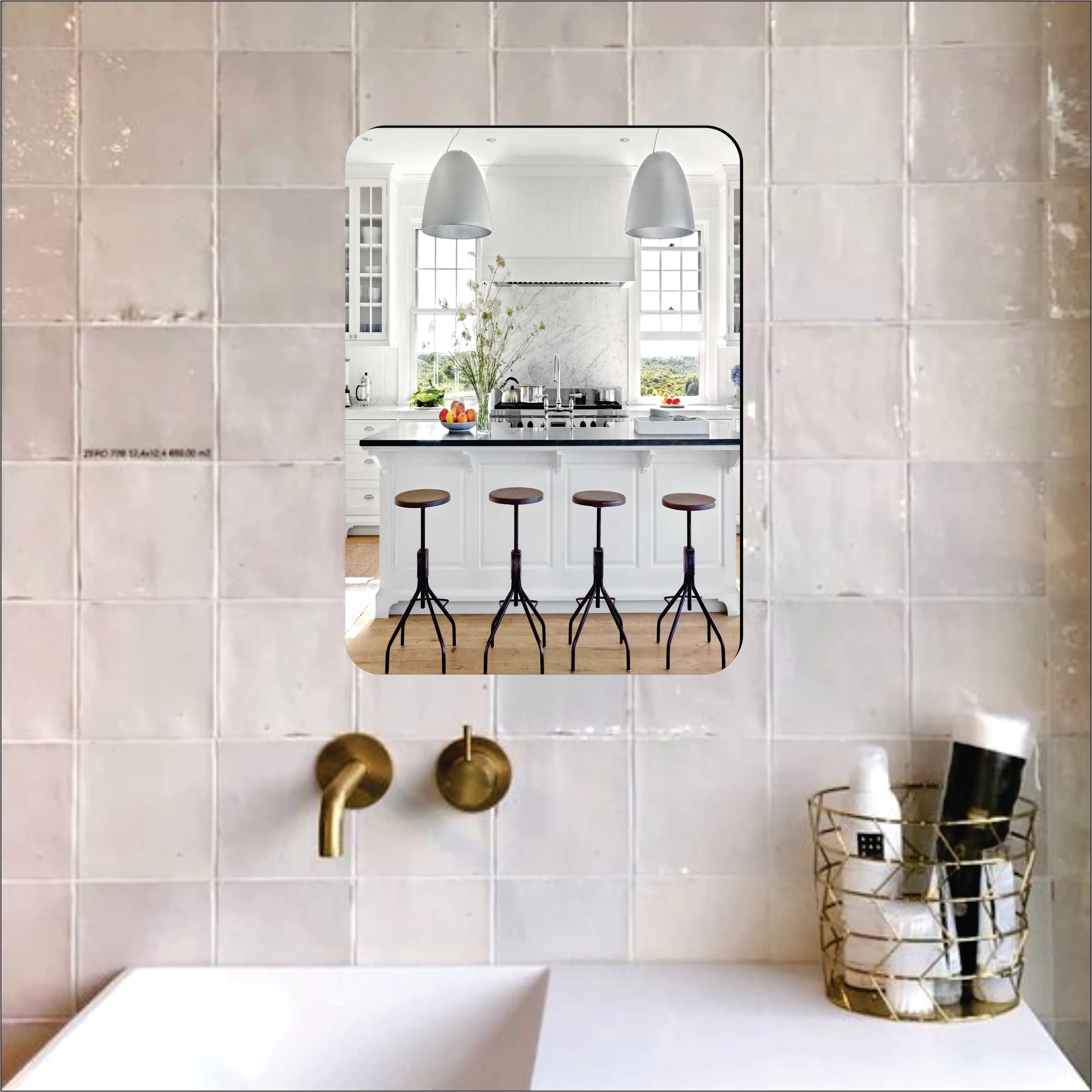 Walldaddy - Self Adhesive Wall Mirror Stickers Big Size (30X20)Cm | Mirror For Bathroom | Bedroom | Wash Basin Flexible Mirror Sheets For Wall (B-Curve)(Rectangular, Unframed) - Plastic