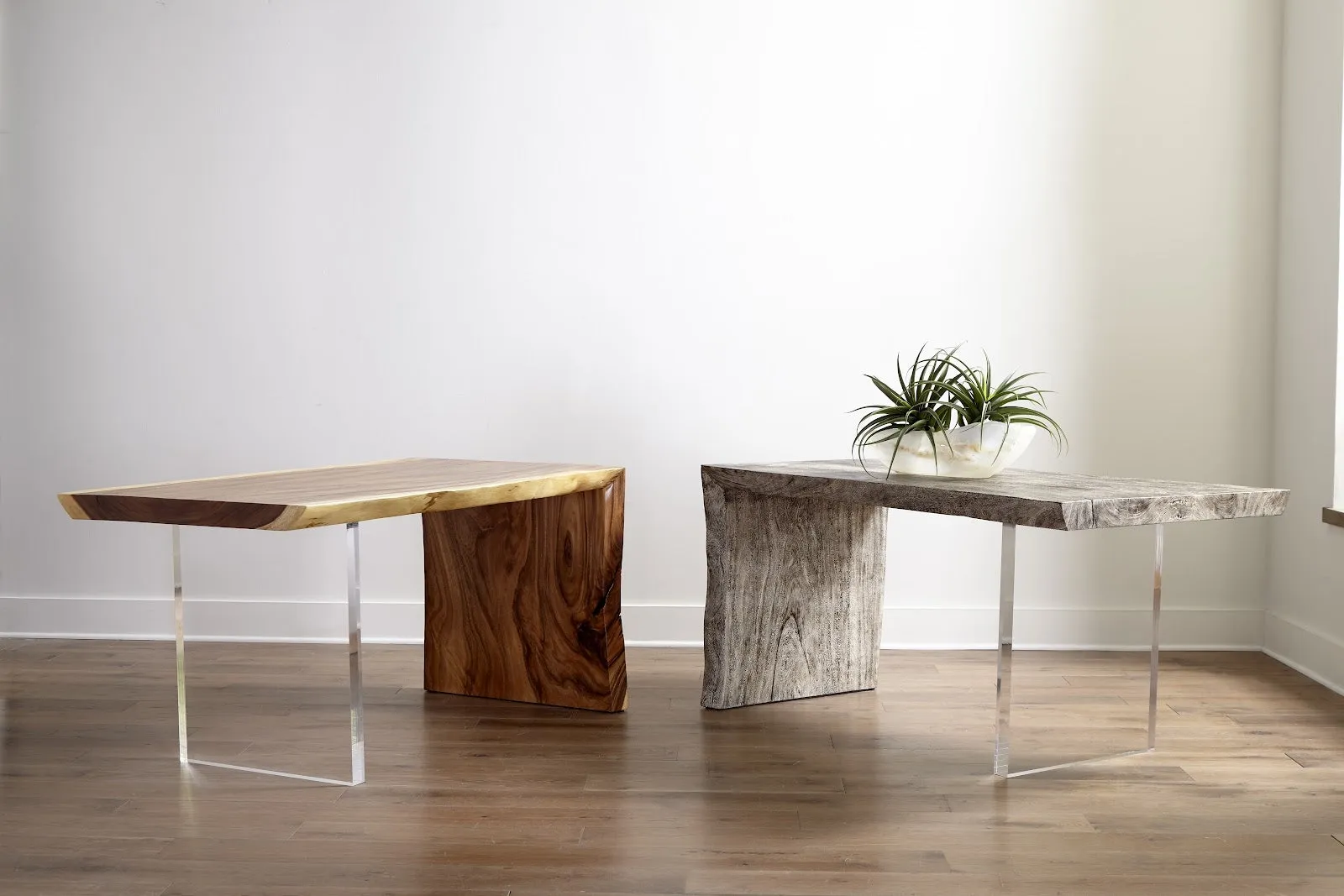 Waterfall Desk Natural, Acrylic Leg
