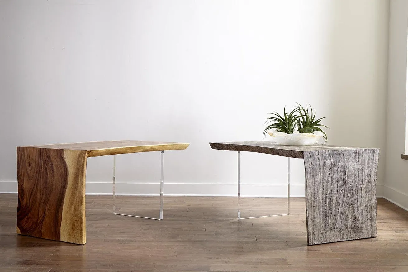 Waterfall Desk Natural, Acrylic Leg