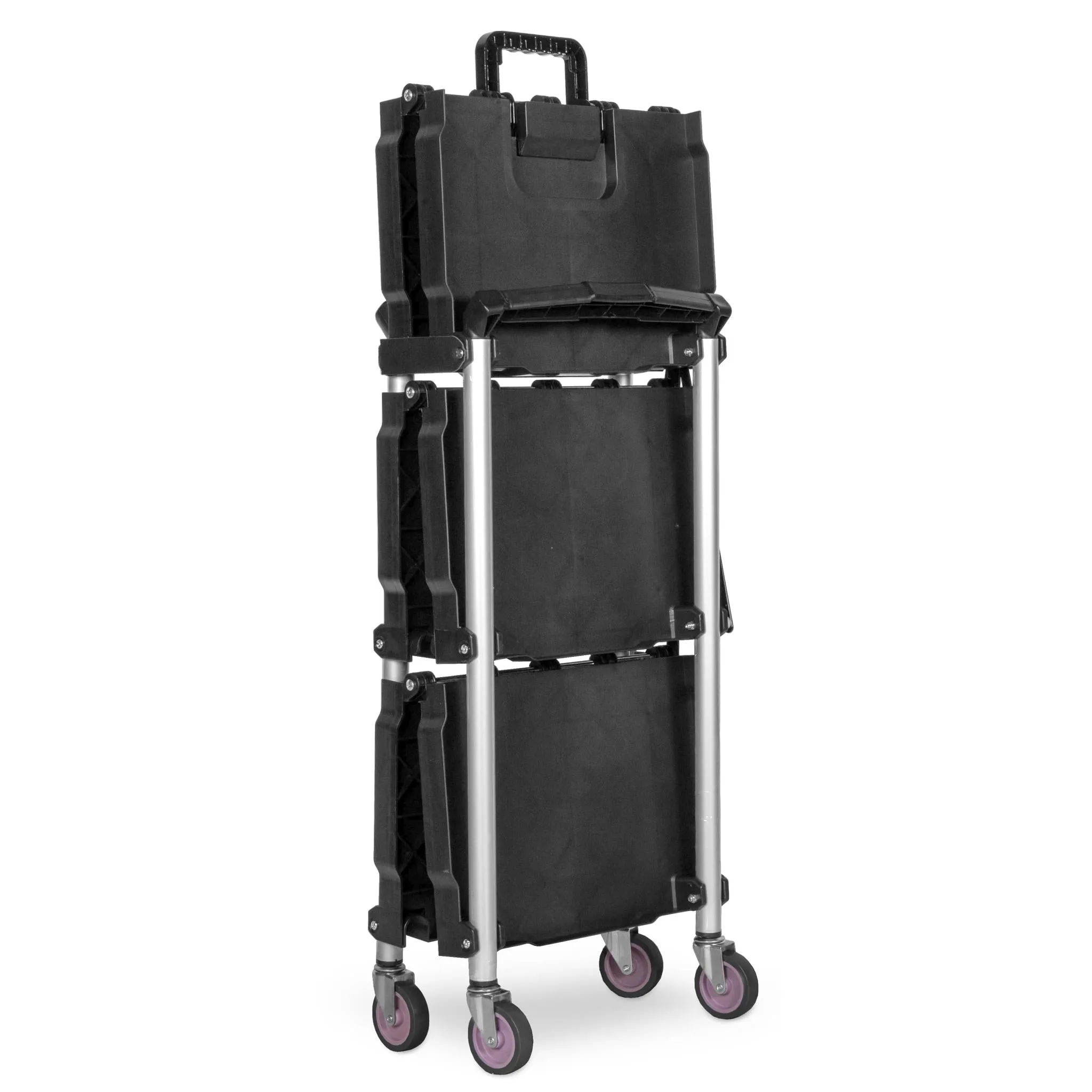 WEN 73065 Compact Foldable Service Utility Cart, Three Tier with 165-Pound Capacity