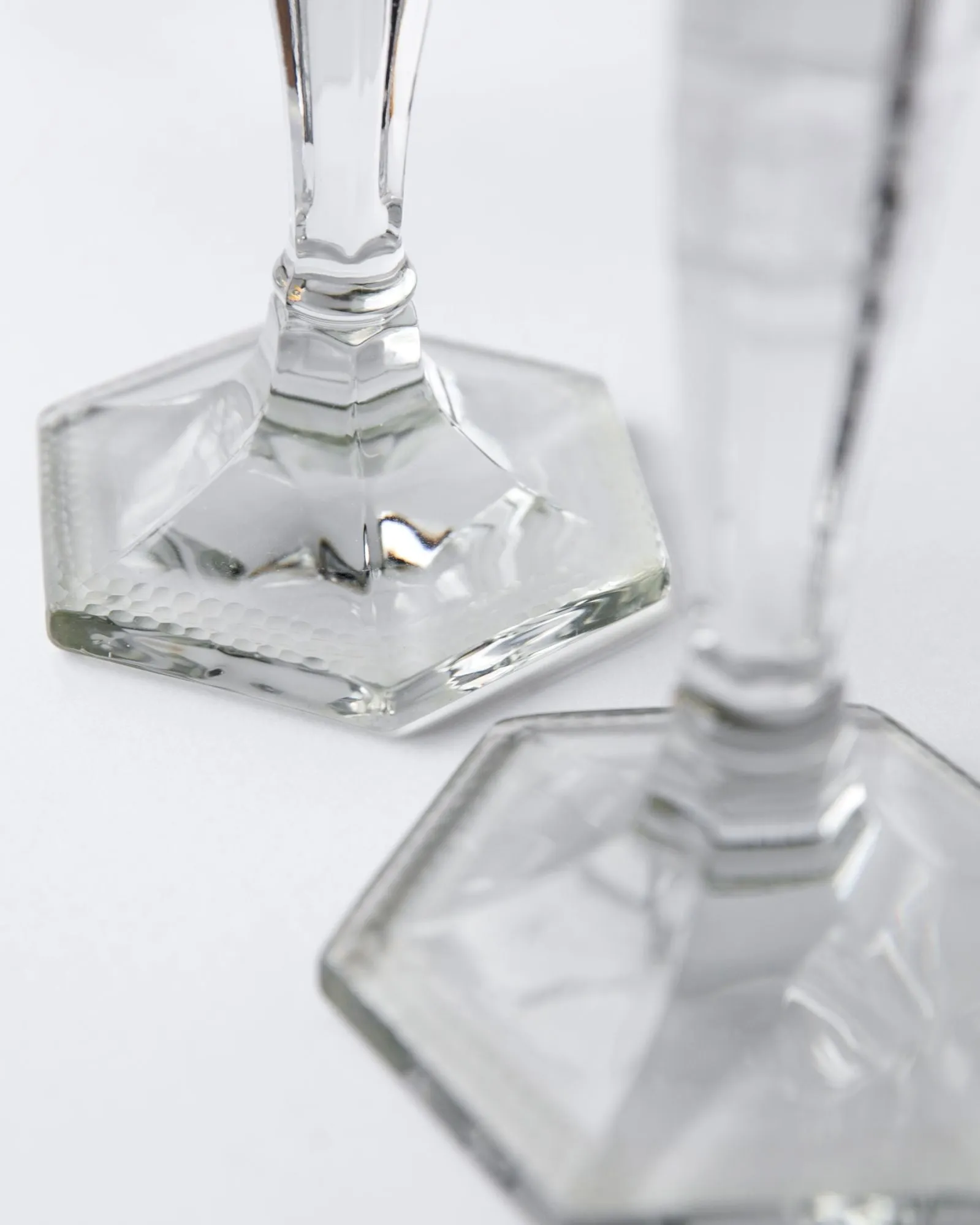 Wheel Cut Glass Candlesticks