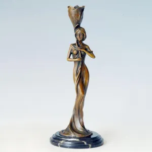 Woman of Valor Bronze Sculpture Candle Holder