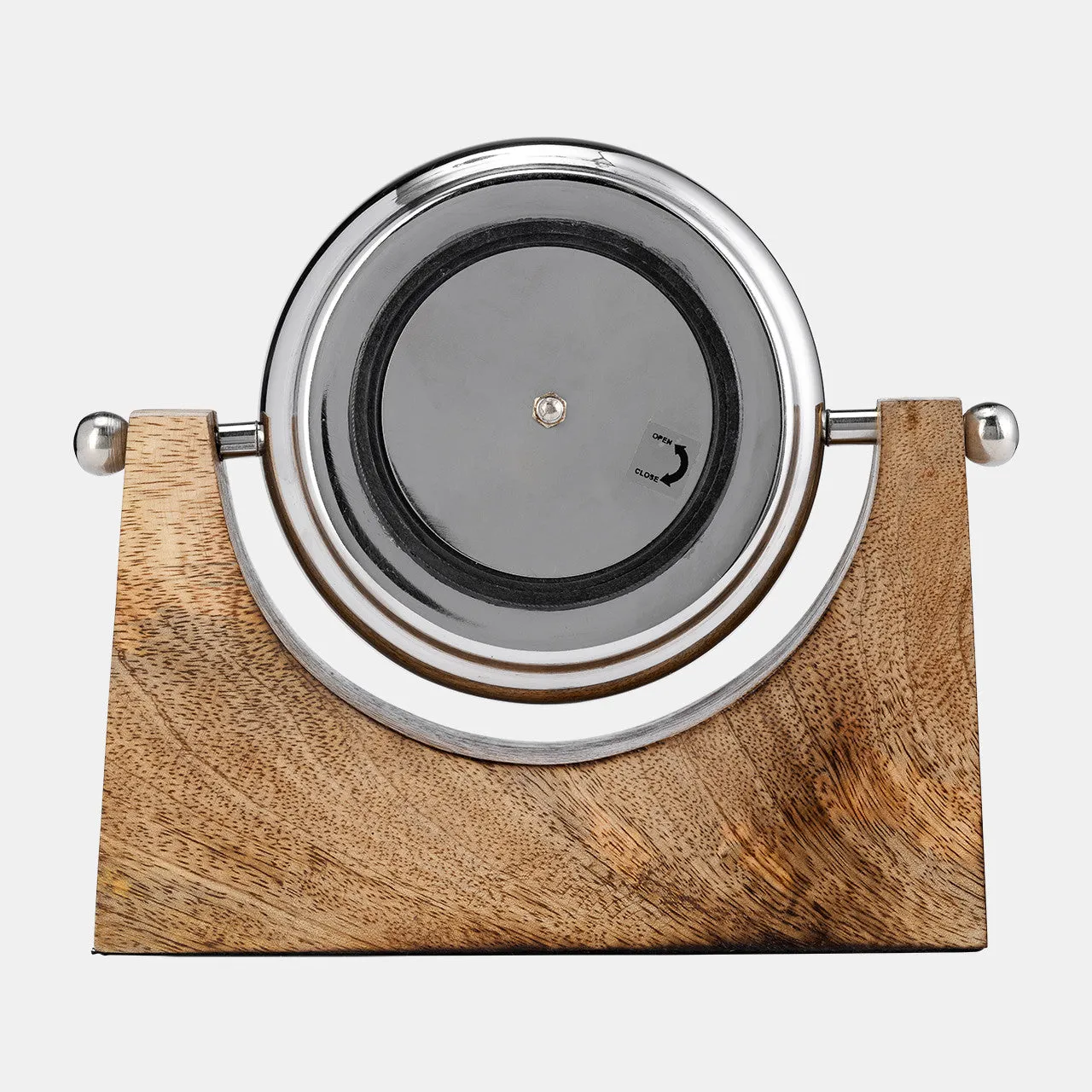Wood,7"h,lock-on-stand Table Clock,nickel