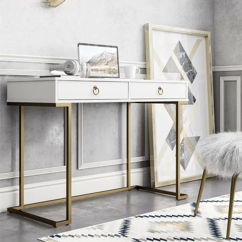 Wooden Fancy Office Camila Desk, Work space lounge pullout draw writing desk
