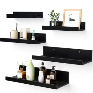 Wooden Floating Shelves, Set of 5, Multiple Sizes