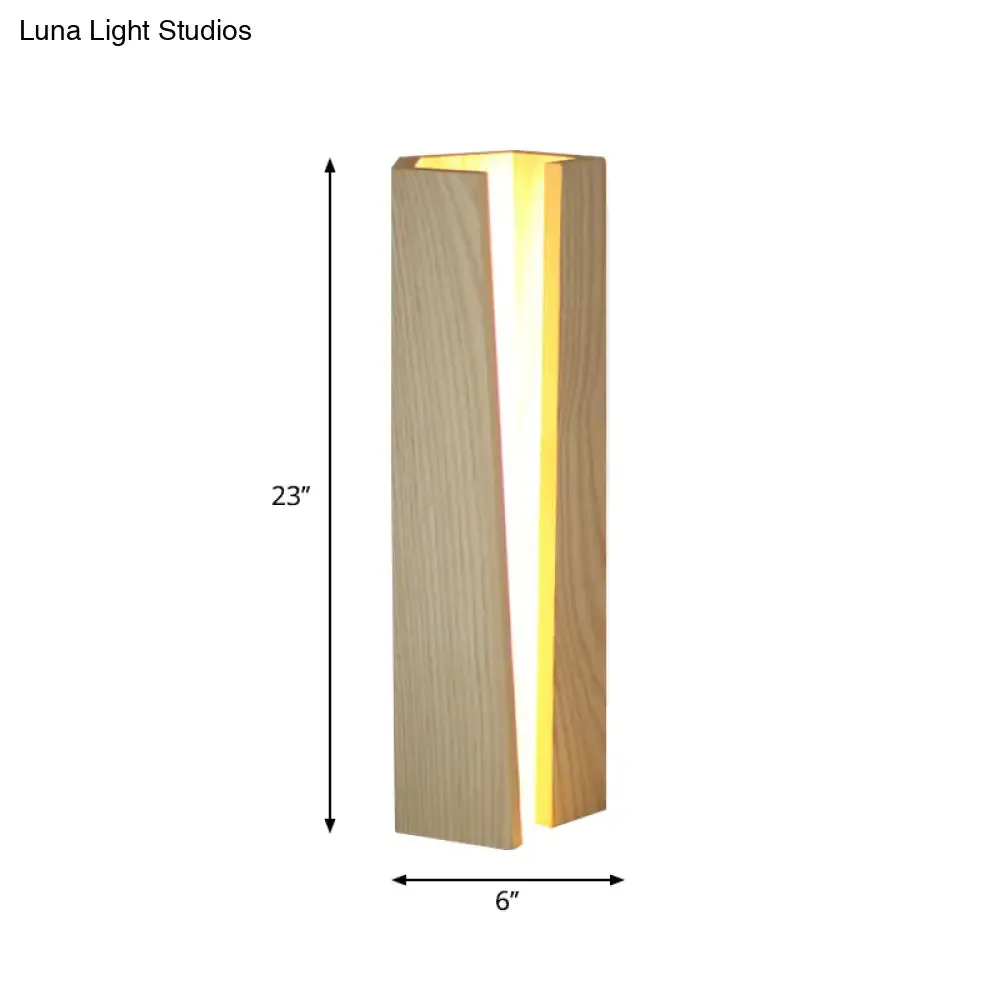 Wooden Table Lamp - Simplicity Design, LED, Beige Light, 5"/6" Length - Bedroom Nightstand"