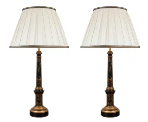 x SOLD : Pair of Modern Chinoiserie Style Table Lamps